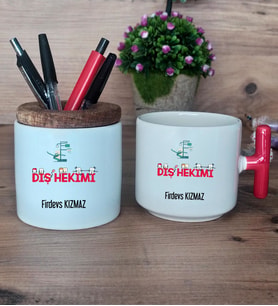 Diş Hekimi Hediye Sepeti Kupa Bardak T Kulplu, Kalemlik Hediyeleri Diş Hekimleri Günü Hediyesi (Model 1)