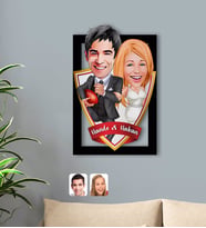 BK Gift Kişiye Özel İsimli Sevgililer Karikatürlü 3D Ahşap Tablo-15