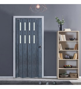Faran Dekorasyon 160 x 215 Antrasit Renk Camlı Pvc Akordiyon Katlanır Kapı - FRNAKMODEL-67