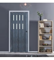 Faran Dekorasyon 160 x 215 Antrasit Renk Camlı Pvc Akordiyon Katlanır Kapı - FRNAKMODEL-67