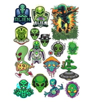 Uzaylılar Sticker Set 11 20 Parça Telefon, Tablet, Defter, Laptop Sticker