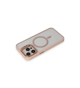 Joko  İphone 15 Pro Kılıf  Lens Magsafe Standlı Kapak - Pudra