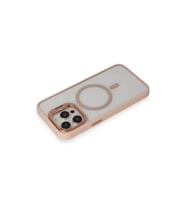 Joko  İphone 15 Pro Kılıf  Lens Magsafe Standlı Kapak - Pudra