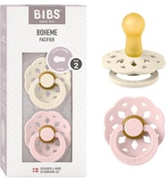 Emzikler - Boheme Koleksiyonu BPA İçermeyen Yuvarlak Emzik Nautral Kauçuk Lateks Danimarka'da Üretilmiştir 2'li Set Fildişi/Çiçek Renkli Premium Emzikler Boyut 6-18 Ay