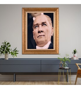 Altın Varaklı Paspartulu Çerçeveli Tablo hb382