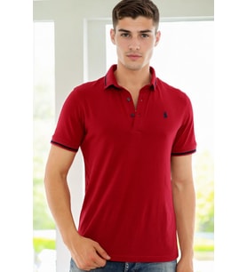 T9586 DEWBERRY ERKEK POLO YAKA T-SHIRT-BORDO