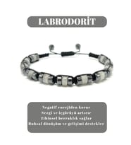 Sertifikalı Labrodorit Disk Model Doğal Taş Makrome Bileklik Ayarlanabilir Ölçü