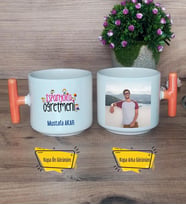 İspanyolca Öğretmeni Kupa Bardak Fotoğraflı T Turuncu Kulplu Öğretmenler Günü Hediyesi