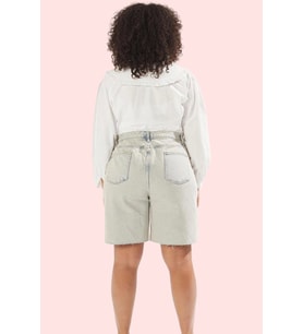 Kadın Denim Şort Geniş Paça Yüksek Bel Kısa Boy Pamuklu Günlük Kombinler Dayanıklı Malzeme (Açık Mavi)
