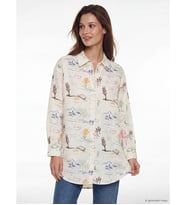 LCW Modest Ekru Desenli Oversize Kadın Gömlek Tunik