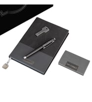 İsme Özel Gri Defter Roller Kalem USB Flash Bellek ve Kartvizitlik Seti