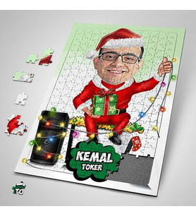 Kişiye Özel Yeni Yıl Neşe Getirsin Karikatürlü Puzzle