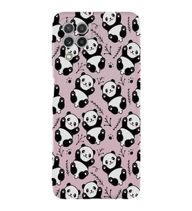 Samsung Galaxy M22 Uyumlu Lansman Kılıf Panda Tasarımlı İçi Kadife Kapak-Pudra (Şeffaf)