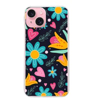 PrintiFy Apple  iPhone 15 Plus ile Uyumlu 1mm Slim Fit Retro Renkler 1 Baskılı Şeffaf  Kılıf