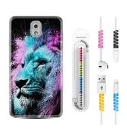Samsung Note 3 4 5 8 9 20 Ultra 10 Lite Kılıf Kablo Koruma Spiral Silikon Pink Blue Leon 1603