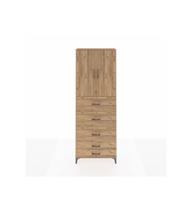 Arges Dolap 3 Raflı 5 Çekmeceli 2 Kapaklı 88x30x243 Çam-Çam