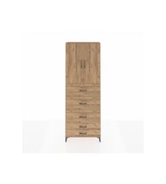 Arges Dolap 3 Raflı 5 Çekmeceli 2 Kapaklı 88x30x243 Çam-Çam