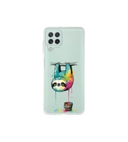 Samsung Galaxy M32 ile Uyumlu Splash Tembel Hayvan Tasarımlı Şeffaf Silikon Kılıf