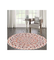 Eliana Home Baskılı, Yıkanabilir Kaymaz Taban Yuvarlak Halı LNA7043 120x120 cm (Turuncu)
