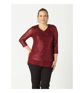 28034 Payet Büyük Beden Bluz Bordo