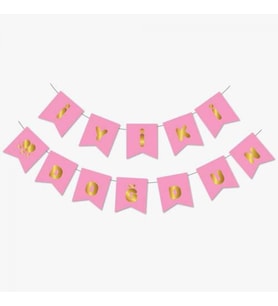 İyi Ki Doğdun Yazı Pembe/Gold Banner