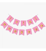 İyi Ki Doğdun Yazı Pembe/Gold Banner
