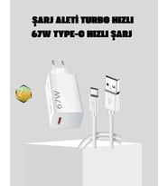 67W Süper Hızlı Şarj Adaptörü ve Kablo Seti – Güvenli Kompakt ve Ergonomik Tasarım