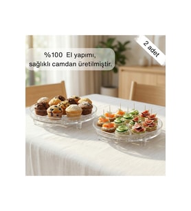 Selen Concept Bubble Model Cam Ayaklı Sunumluk 2'li Set (Şeffaf)