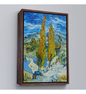 Çerçeveli Vincent van Gogh -Saint-Rémy yakınlarındaki Alpilles'de İki Kavak Tablo (Altın)