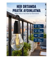 Mey İthalat® Şarjlı Dekoratif Kamp Lambası Askılı Ampul Led Işık Type-C Girişli
