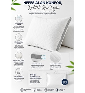 Silikon Yastık Fileli Hava Kanallı Mikrofiber Kapitone Yıkanabilir 1000 Gr