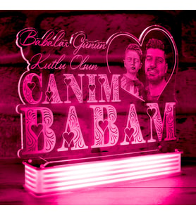 Kişiye Özel Canım Babam Babalar Günü Hediyesi, Fotoğraflı Lamba (Pembe)