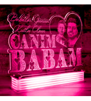 Kişiye Özel Canım Babam Babalar Günü Hediyesi, Fotoğraflı Lamba (Pembe)