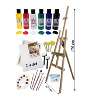 Akrilik Boya Resim Seti Südor Monalisa 6 Ana Renk 70 ml Akrilik Boya 2 Tuval 25x35 Fırça Spatula Şövale 
