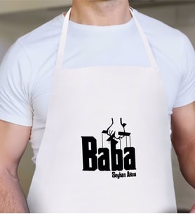 BK Gift Kişiye Özel Godfather Baba Tasarımlı Beyaz Mutfak Önlüğü-5