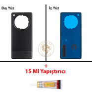 Infinix Zero 40 5G Siyah Uyumlu Arka Kapak + B7000 Yapıştırıcı Arka Cam Batarya Pil Kapağı