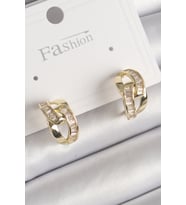 Pirinç Gold Renk Zirkon Taşlı Zincir Model Kadın Küpe TJ-BKP9794