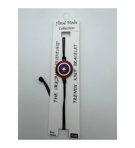 Kaptan Amerika Kalkan Figürlü Ayarlanabilir Unisex Bileklik – Marvel Tarzı Tasarım
