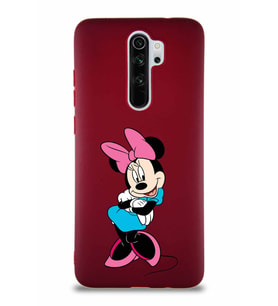 Xiaomi Redmi Note 8 Pro Soft Premier Kapak Minnie Mouse-D Tasarımlı Silikon Kılıf - Mürdüm (Şeffaf)
