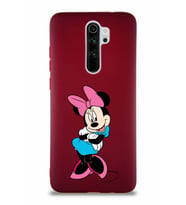 Xiaomi Redmi Note 8 Pro Soft Premier Kapak Minnie Mouse-D Tasarımlı Silikon Kılıf - Mürdüm (Şeffaf)