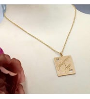 Kişiye Özel İsimli Plaka Kalp 925 K Gümüş Kolye (Gold)