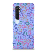 Xiaomi Mi Note 10 Lite Uyumlu Lansman Kılıf Hello Kitty Tasarımlı İçi Kadife Kapak-Lila (Şeffaf)