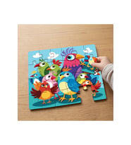 Renkli Sevimli Kuşlar Tasarımlı 24 Parça Ahşap Çocuk Puzzle MPK0606