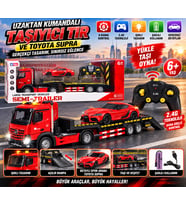 Uzaktan Kumandalı Taşıyıcı Tır ve Toyota Supra Şarjlı 6 Kanal 2.4G Işıklı Oyuncak Araç Seti