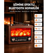 Solar Şarjlı Şömine Işıklı Hoparlör – Radyo, Usb, Tf Kart Destekli