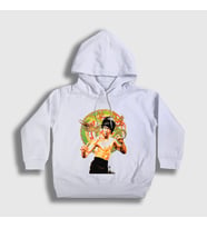 Presmono Unisex Çocuk Beyaz Ejder Bruce Lee Kapüşonlu Sweatshirt 256732tt