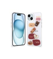 Apple iPhone 13 Uyumlu Kılıf Parlayan Simli Kabartma Figürlü Zore Cevze Kapak (Beyaz)