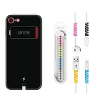 Apple iPhone 5 6 7 8 Plus Se XR Kılıf Kablo Koruma Spiral Silikon My Love 1402