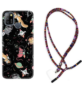 INFINIX Smart 4 5 6 Zero 8 S5 Pro Kılıf Boyun Asklı Rasta Silikon Planet Animals 1771