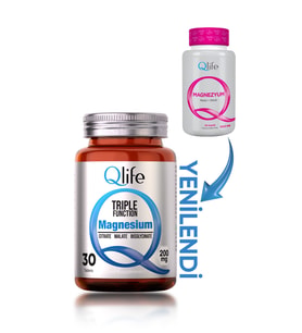 Qlife Magnezyum Triple Function Sitrat ve Malat ve Bisglisinat 30 Tablet